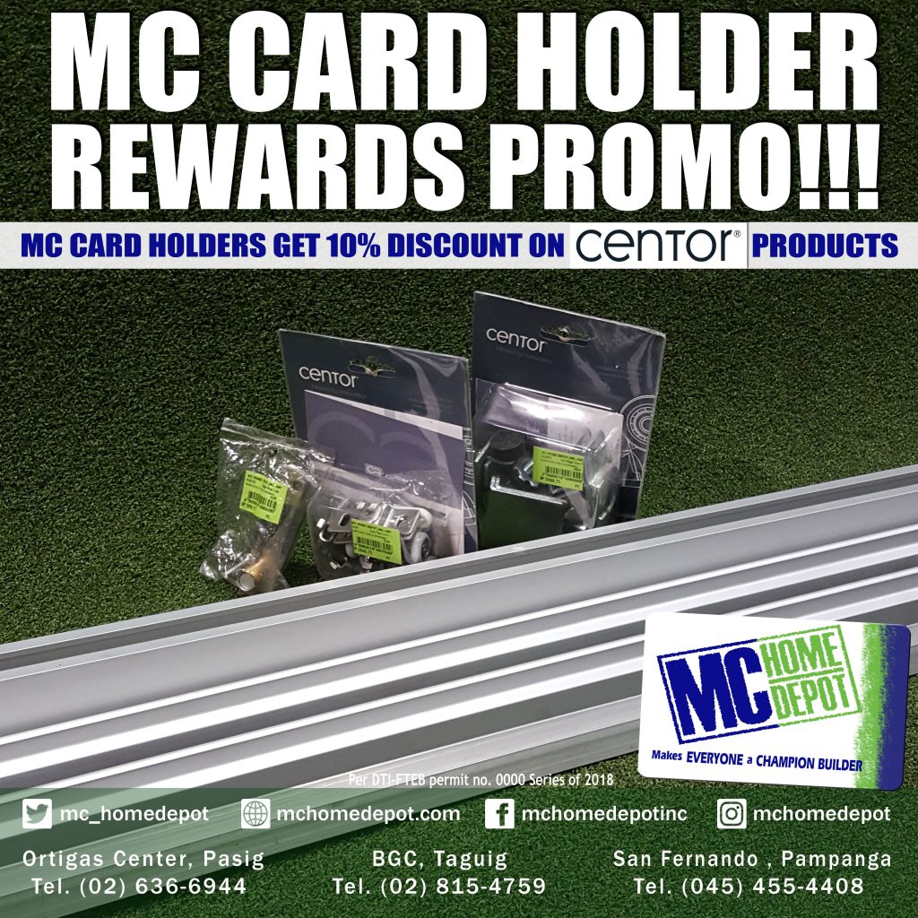 MC Card Holders get 10% off on Centor Products