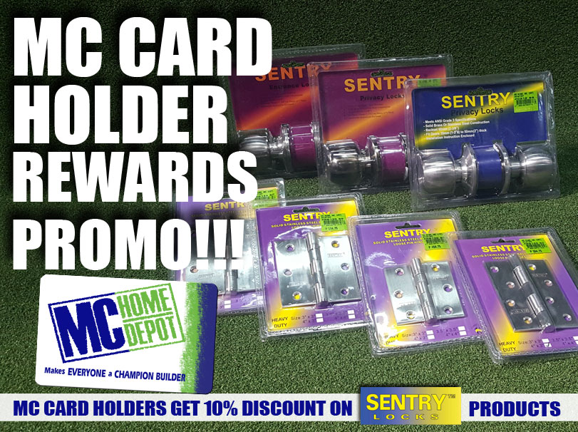 10% off on Sentry Locks and Tools for MC Home Depot Card Holders