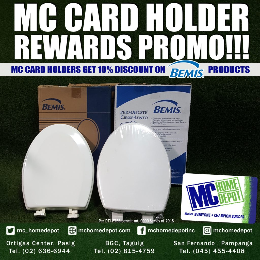 MC Card Holders get 10% Discount on Bemis Products