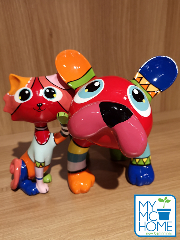 Colorful Art Sculptures Cat and Dog